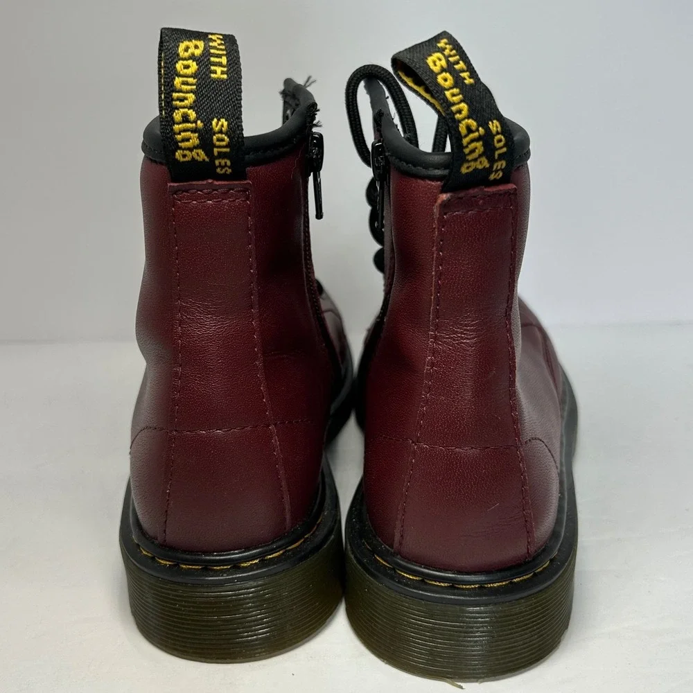 Dr. Martens Junior Burgundy Cherry Red Leather Side Zip Boots Men's 4 Women's 5